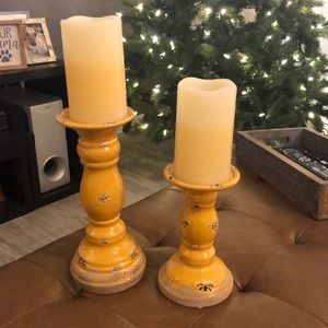 Set of Marigold ceramic candle pillars